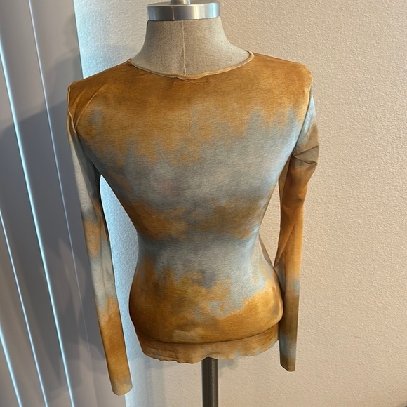 ZARA W/B COLLECTION FITTED GOLD & YELLOW BLOUSE ARTISTIC DESIGN GUC SZ S - Picture 6 of 9
